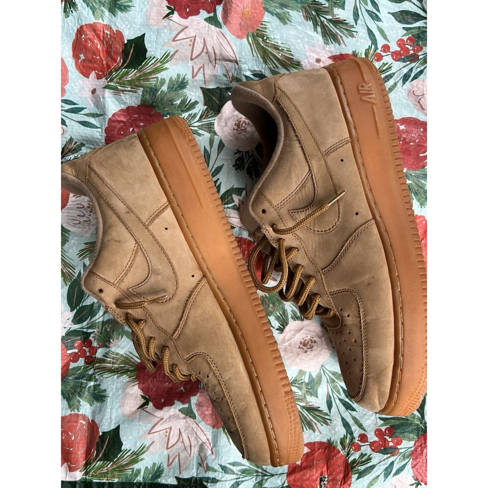 Nike Air Force 1 Low 'Flax' Wheat Sneakers Sz 9.5 Mens Classic Streetwear Shoes - Picture 4 of 12